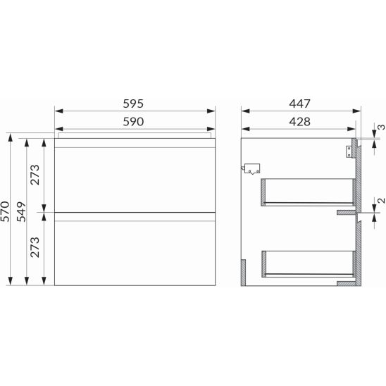 Súprava skrinka Cersanit Moduo S590-068-DSM, skrinka Cersanit Moduo K116-020, S590-023