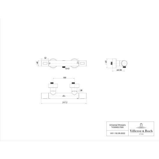 Súprava sprchová batéria Villeroy & Boch Universal Taps & Fittings TVS00001700061, sprchová súprava Villeroy & Boch Verve Showers TVS10900700061