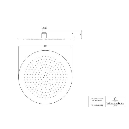 Súprava vaňová/sprchová batéria Villeroy & Boch Universal Taps & Fittings TVD00065300061, horná/hlavová sprcha Villeroy & Boch Universal Showers TVC00000300061, TVD00065100000, TVS10900600061, TVC00045800061, TVC00045351061, TVC00045600061, TVC00003500061