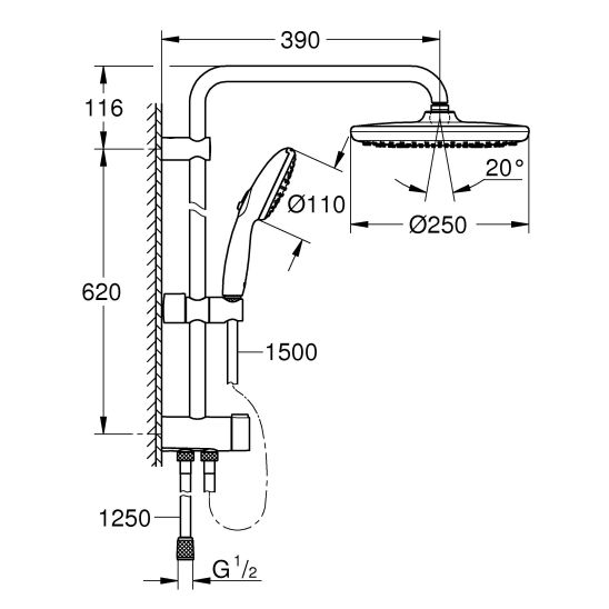 Súprava sprchová súprava Grohe Vitalio Start System 266802431, sprchová batéria Grohe Precision 345942430