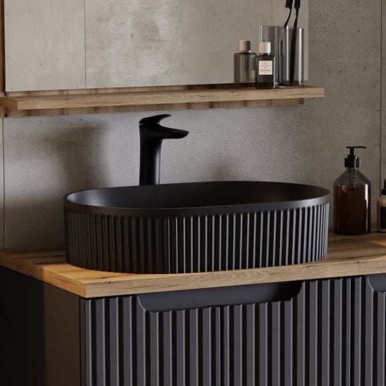 Súprava skrinka Comad Nova Black NOVA BLACK D2 82-80-2S, umývadlo Comad Beyond BEYOND 5 BLACK ( E-6564 ), NOVA OAK A 89-80