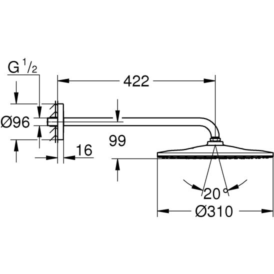 Súprava horná sprcha so sprchovacím ramenom Grohe Rainshower 26558GN0, vaňová/sprchová batéria Grohe Lineare 24064GN1, 26574GN0, 26658GN0, 28362GL1