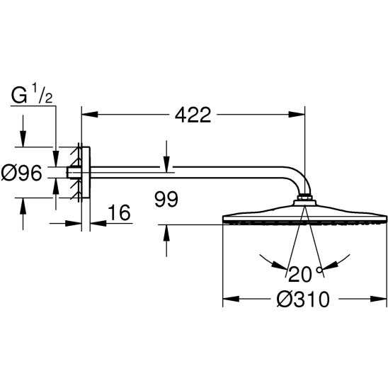 Súprava horná sprcha so sprchovacím ramenom Grohe Rainshower 26558GL0, vaňová/sprchová batéria Grohe Essence 24058GL1, 26574GL0, 26658GL0, 28362GL1