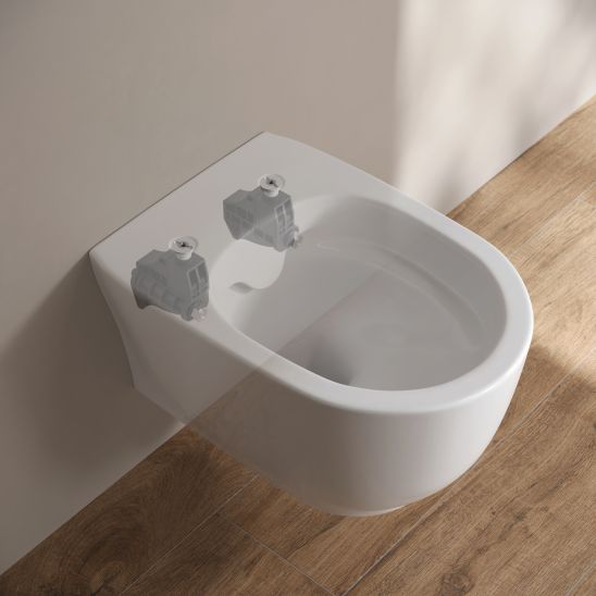 Súprava WC misa s pomaly sa sklápajúcim sedadlom Cersanit Luna S701-871, súprava stojan s tlačidlom Cersanit S701-778