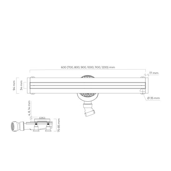 Súprava sprchový odtokový rošt Oltens Langan Slim 30015300, kryt lineárneho odtoku Oltens Langan Slim 30019100
