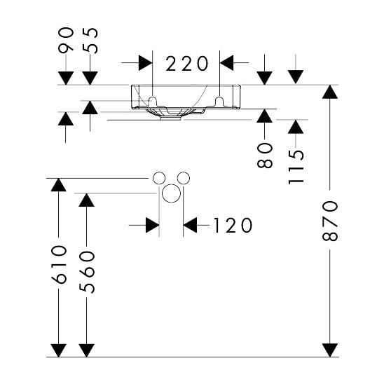Súprava skrinka Hansgrohe Xilesa E 54244760, umývadlo Hansgrohe Xelu Q 60314450
