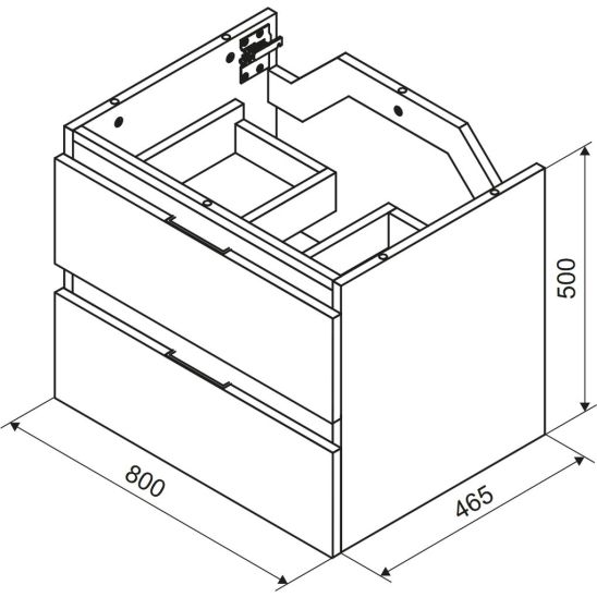 Súprava korpus skrinky Excellent Tuto 2.0 MLEX.2172.800.BKBL, umývadlo Excellent As CEEX.3617.800.WH, MLEX.2151.800.02.BK