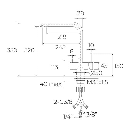 Súprava batéria pre vodný filter Teka Uni 116030085, poddrezový filter Teka TWF 118510001