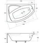 Súprava rohová vaňa Besco Rima #WAR-150-NL, obkladový panel k vani Besco Rima OAR-150-NS