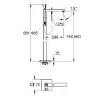 Súprava vaňová/sprchová batéria Grohe Eurocube 23667001, podlahový montážny prvok Grohe 45984001