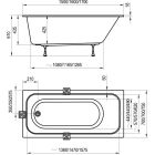 Súprava obdĺžniková vaňa Slim Ravak Chrome Slim C731300000, vaňový sifón Ravak X01377, GPX2240015