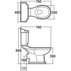 Súprava kompaktná záchodová misa Aqualine Antik AK107-432, splachovač Aqualine Antik AK107-208, AK107-122