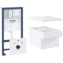 Súprava WC misa Grohe Cube Ceramic 3924400H, podomietková konštrukcia Grohe Rapid SL 38827000, 39488000