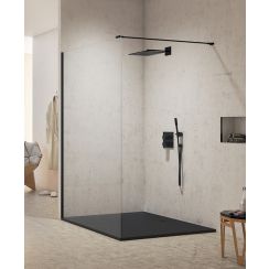 New Trendy New Modus Black stena sprchového kúta walk -in 140 cm čierna polomatný/sklo priehľadné EXK-0063
