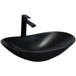Rea Royal umývadlo 62x36 cm oválny pultové umývadlo čierna REA-U0442