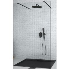 Besco Aveo stena sprchovacieho kúta 140 cm čierna matný/sklo priehľadné ADB-140-195C