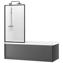 Rea Lagos vaňová zástena 70 cm jednodielny čierna matné/číre sklo REA-K7632