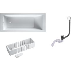 Súprava obdĺžniková vaňa Oltens Langfoss 10002000, obkladový panel k vani Schedpol Stabilsound 1.028-LED, 03002100