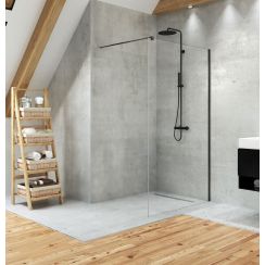 New Trendy Velio Black stena sprchovacieho kúta 120 cm čierna polomatný/sklo priehľadné D-0145B