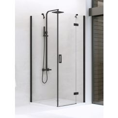 New Trendy New Renoma Black sprchovací kút 120x90 cm štvorcová čierna polomatné/priehľadné sklo D-0208A/D-0111B