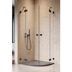 Radaway Essenza Pro Black PDD sprchovací kút 80x80 cm polkruhová 10095080-54-01R