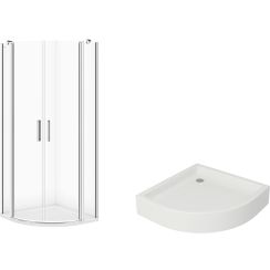 Set sprchovací kút Cersanit Moduo S162-009, polkruhová sprchová vanička Cersanit Tako S204-003
