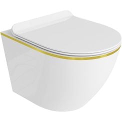 LaVita Sofi Slim Gold Line wc misa s pomaly sa sklápajúcim sedadlom závesné bez oplachovacieho kruhu biela lesklá 5900378319054