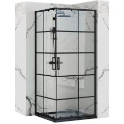 Rea Concept sprchovací kút 80x80 cm obdĺžniková čierna polomatné/priehľadné sklo REA-K5479