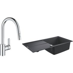 Set granitový drez Grohe K400 31641AP0, kuchynská batéria Grohe Eurostyle Cosmopolitan 31482003