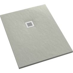Schedpol Kalait Cement Stone obdĺžniková sprchová vanička + zástena 90x80 cm cementová 3.3155/CT/ST-M2