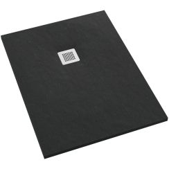 Schedpol Kalait Black Stone obdĺžniková sprchová vanička + mriežka 100x70 cm čierna 3.3134/C/ST-M2