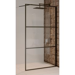 Riho Grid stena sprchovacieho kúta 120 cm čierna matný/vzorované sklo G004027121