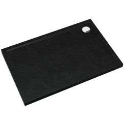 Schedpol Caspar New Black Stone obdĺžniková sprchová vanička so sifónom 100x80 cm čierna 3.2336/C/ST