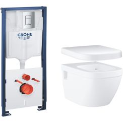 Set podomietkový montážny rám s tlačidlom a tesnením Grohe Solido 39930000, WC misa Grohe Euro Ceramic 39538000, 39330001