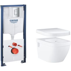 Set podomietkový montážny rám s tlačidlom a tesnením Grohe Solido 39930000, WC misa Grohe Euro Ceramic 39538000, 39331001