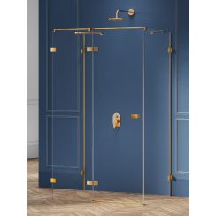New Trendy Avexa Gold Brushed sprchovací kút 120x80 cm štvorcová zlatá brúsené/priehľadné sklo EXK-3095