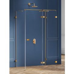 New Trendy Avexa Gold Brushed sprchovací kút 110x80 cm štvorcová zlatá brúsené/priehľadné sklo EXK-3119