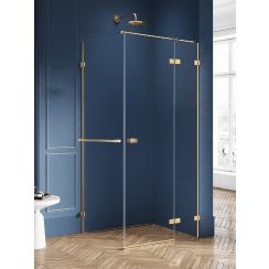 New Trendy Avexa Gold Brushed sprchovací kút 80x70 cm štvorcová zlatá brúsené/priehľadné sklo EXK-3040