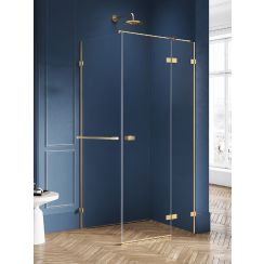 New Trendy Avexa Gold Brushed sprchovací kút 100x80 cm štvorcová zlatá brúsené/priehľadné sklo EXK-3043