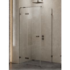New Trendy Avexa Gunmetal Brushed sprchovací kút 90x80 cm štvorcová grafitová brúsené/priehľadné sklo EXK-3320