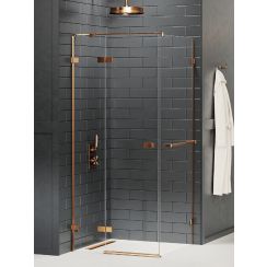 New Trendy Avexa Copper Brushed sprchovací kút 100x90 cm štvorcová medená brúsené/priehľadné sklo EXK-3614