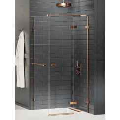 New Trendy Avexa Copper Brushed sprchovací kút 100x90 cm štvorcová medená brúsené/priehľadné sklo EXK-3649