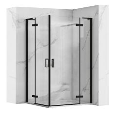 Rea Hugo sprchovací kút 80x80 cm obdĺžniková čierna polomatné/priehľadné sklo REA-K6600