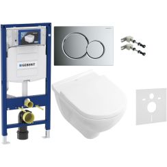 Set podomietková konštrukcia Geberit Duofix 111.320.00.5, súprava Combi-Pack s doskou Villeroy & Boch O.Novo 5660H101, 115.770.21.5, 111.815.00.1, 156.050.00.1