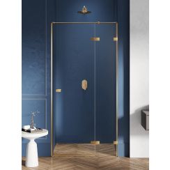 New Trendy Avexa Gold Brushed sprchové dvere 90 cm výklopné zlatá brúsená/priehľadné sklo EXK-1717