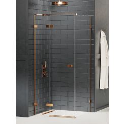 New Trendy Avexa Copper Brushed sprchovací kút 110x80 cm štvorcová medená brúsené/priehľadné sklo EXK-3564