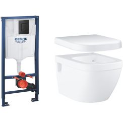 Set podomietkový konšrukcia so splachovacím tlačidlom Grohe Solido 38811KF0, WC misa Grohe Euro Ceramic 39538000, 39331001