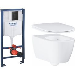 Set WC misa Grohe Essence 3957100H, podomietkový konšrukcia so splachovacím tlačidlom Grohe Solido 38811KF0, 39577000