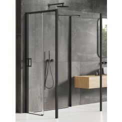 New Trendy Prime Black sprchovací kút 120x110 cm štvorcová čierna polomatné/priehľadné sklo K-1622