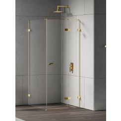 New Trendy Eventa Gold Shine sprchovací kút 120x90 cm štvorcová zlatá lesklé/priehľadné sklo EXK-4730